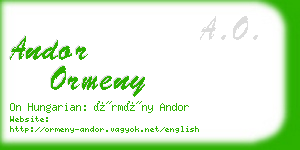 andor ormeny business card